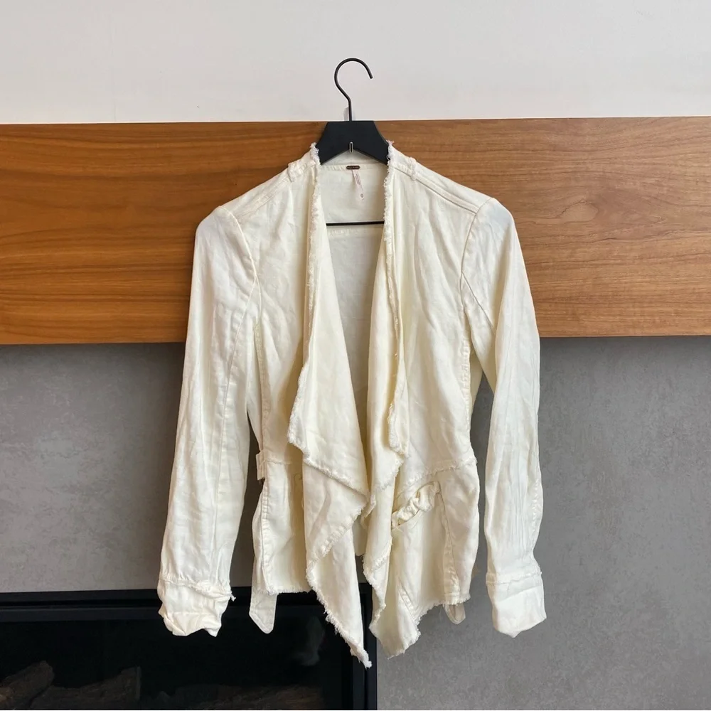 NWOT Free People Rae Femme Ivory Linen Jacket, Size XS